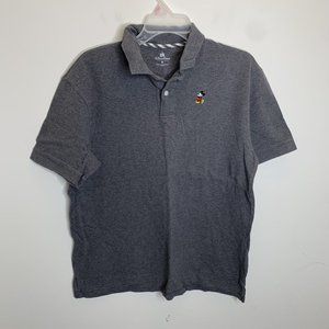 Disney Parks Mens M Grey Mickey Mouse Short Sleeve Polo Shirt